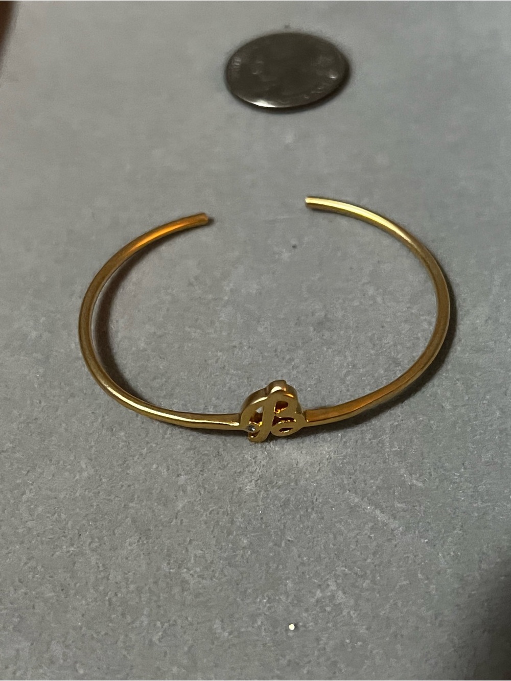 Gold Open Cuff Bracelet with Knot “B” initial Accent - Women Jewelry